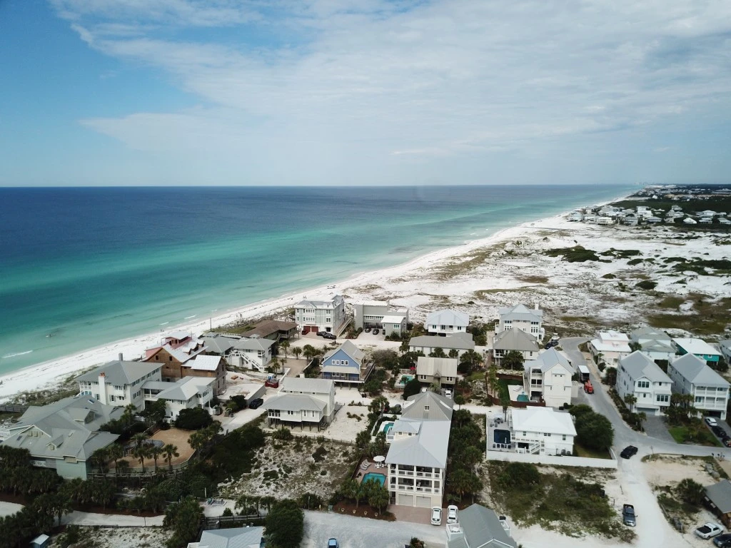 aerial view of the grayton beach village